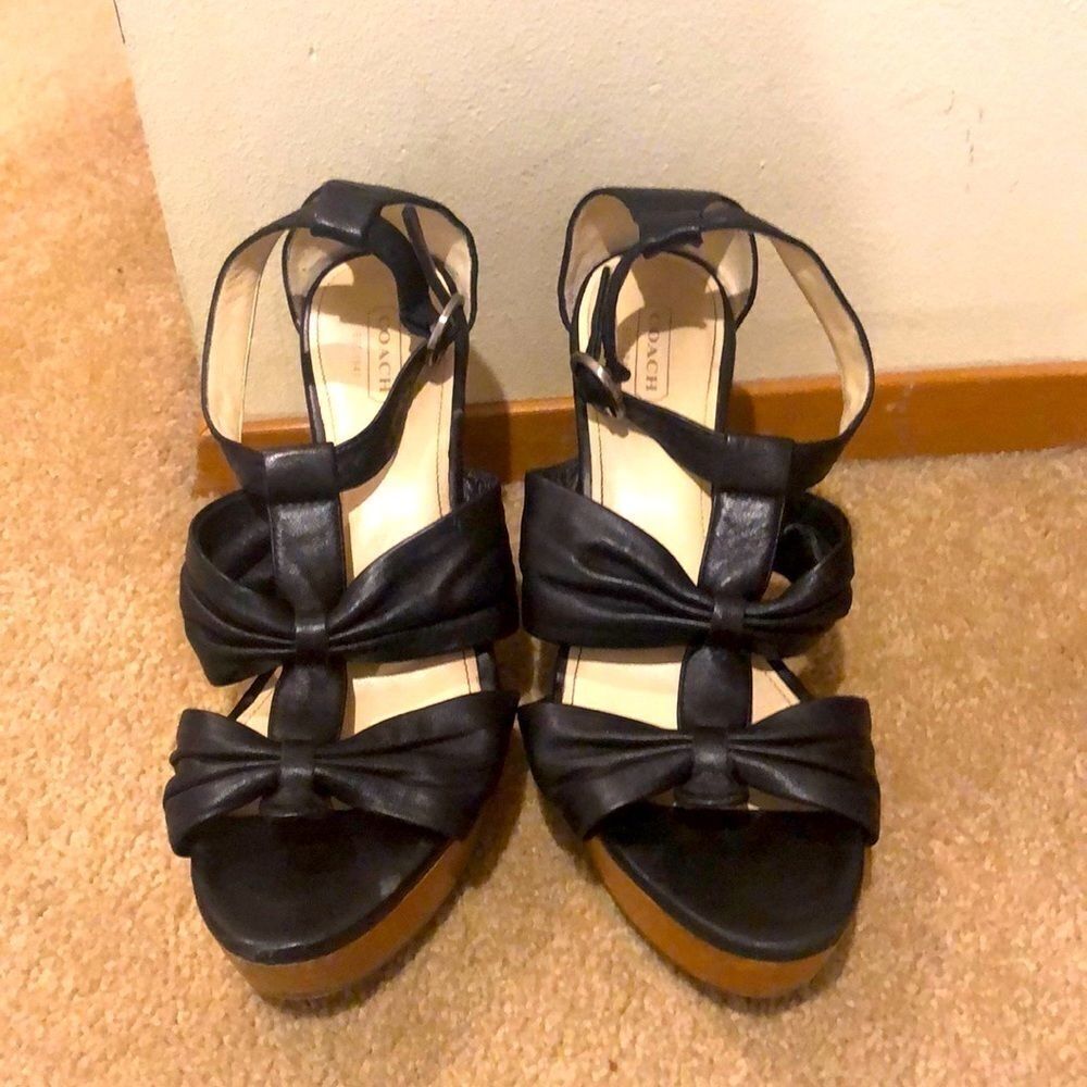 COACH Nola wood platform clogs